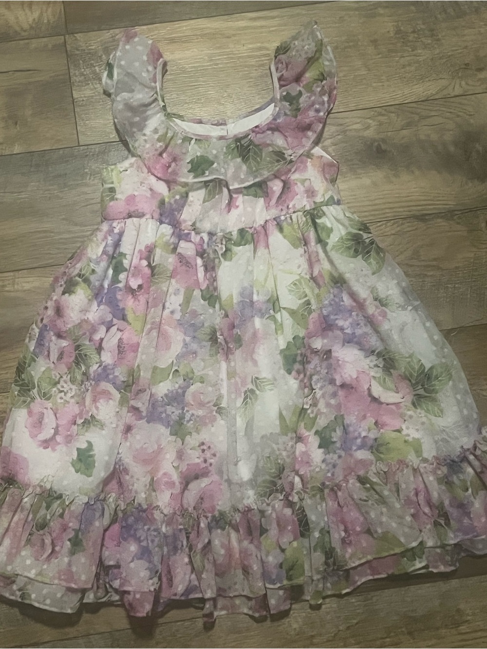 Laura Ashley London Girls Floral Ruffle Collar Dress Size 6X